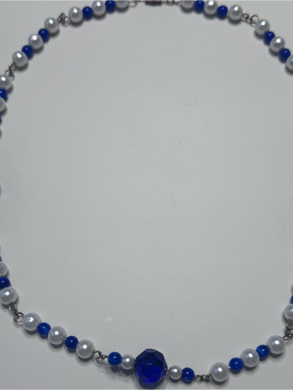 Blue and White Beaded Women’s Necklace